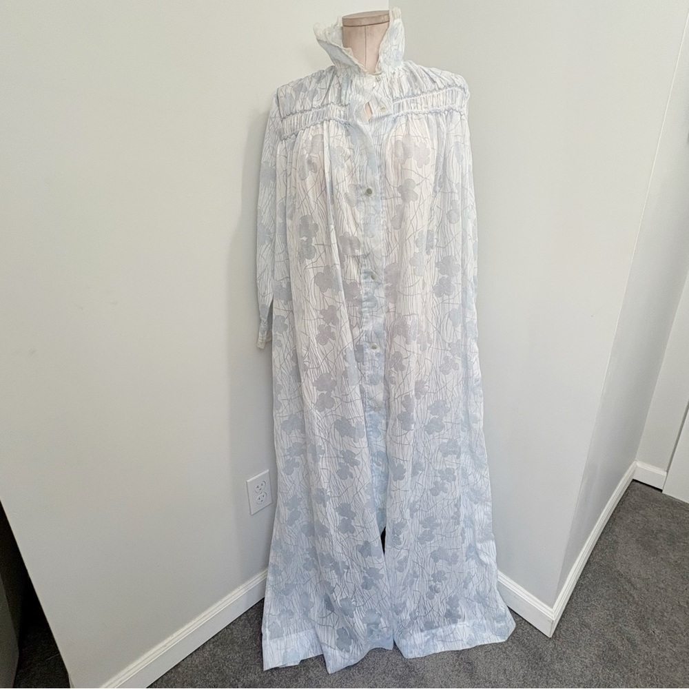 Vintage I. Magnin Sheer Floral Lace Robe Nightgown House Coat Duster Size XXL